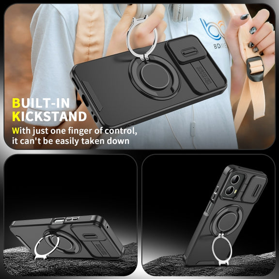 For Motorola Moto G 5G 2024 Sliding Camshield Ring Holder Phone Case(Blue)