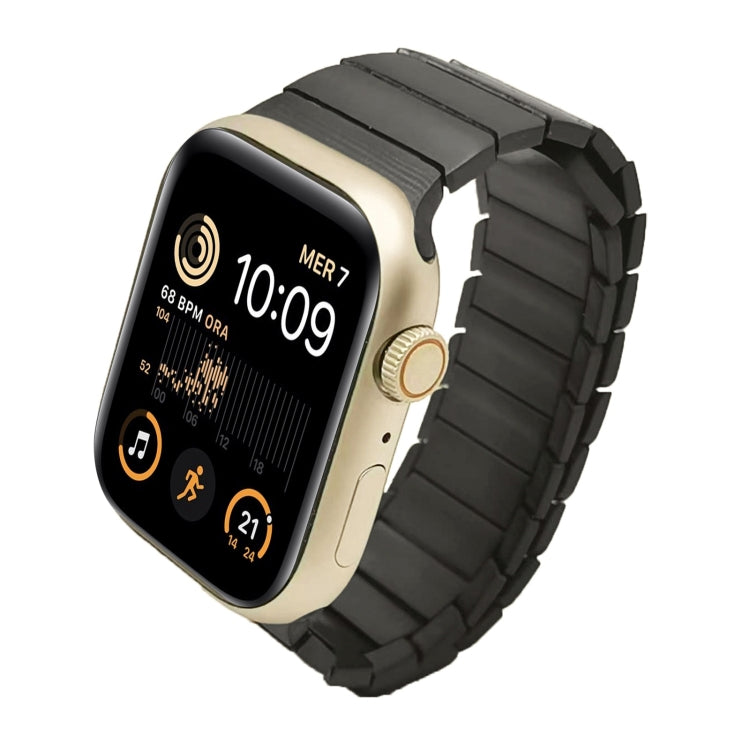 For Apple Watch SE 2022 44mm Single Bead Magnetic Stainless Steel Watch Band(Black)