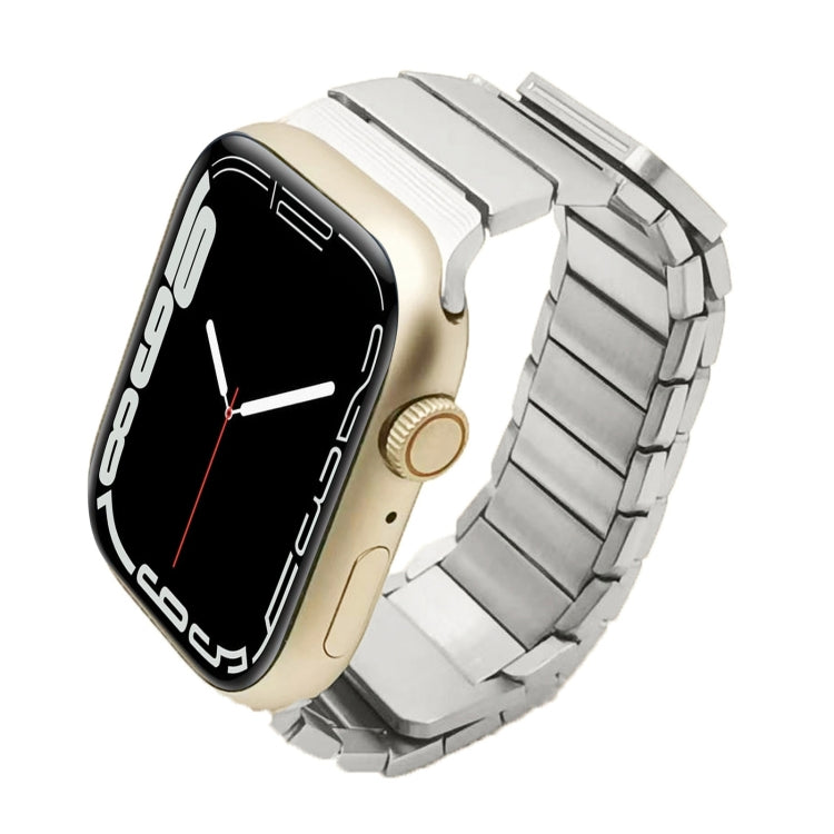 For Apple Watch Series 7 45mm Single Bead Magnetic Stainless Steel Watch Band(Silver)