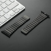 For Apple Watch SE 44mm Single Bead Magnetic Stainless Steel Watch Band(Black)