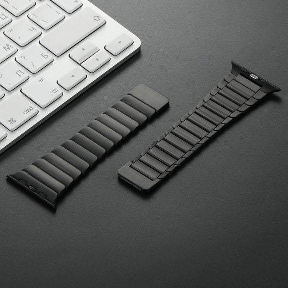 For Apple Watch SE 44mm Single Bead Magnetic Stainless Steel Watch Band(Black)