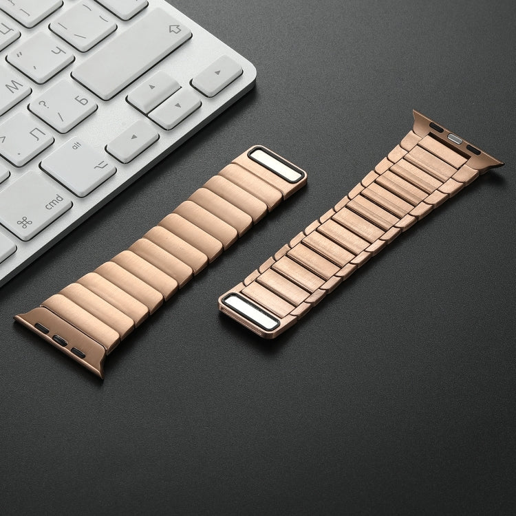 For Apple Watch SE 44mm Single Bead Magnetic Stainless Steel Watch Band(Rose Gold)