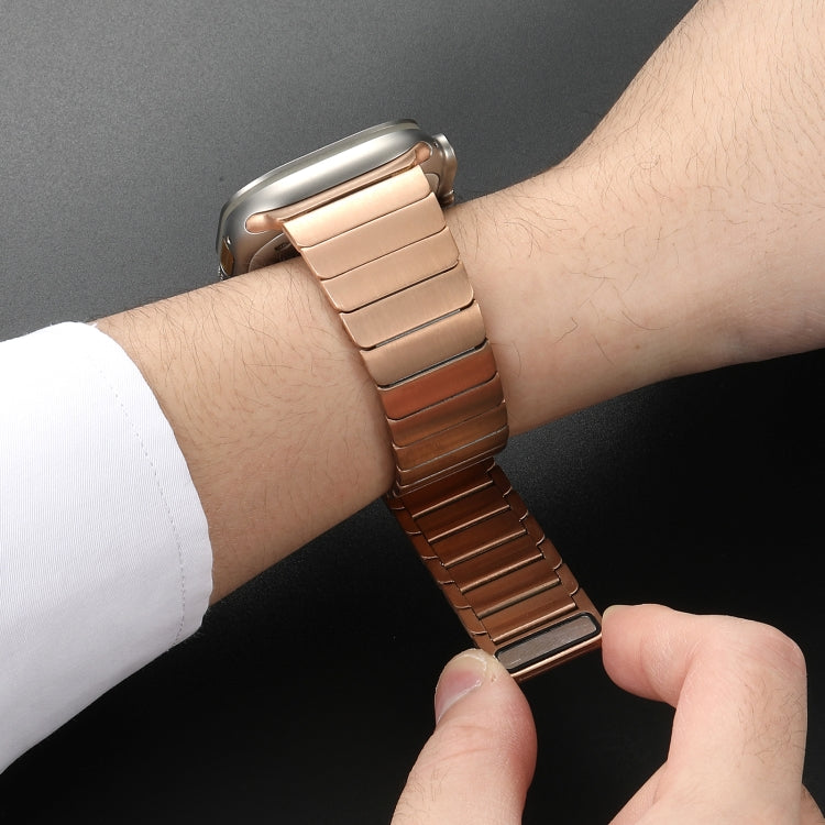 For Apple Watch SE 44mm Single Bead Magnetic Stainless Steel Watch Band(Rose Gold)