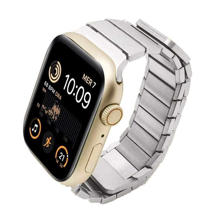 For Apple Watch SE 44mm Single Bead Magnetic Stainless Steel Watch Band(Silver)