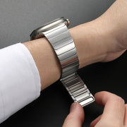 For Apple Watch SE 44mm Single Bead Magnetic Stainless Steel Watch Band(Silver)