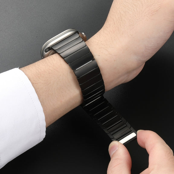 For Apple Watch Series 3 38mm Single Bead Magnetic Stainless Steel Watch Band(Black)