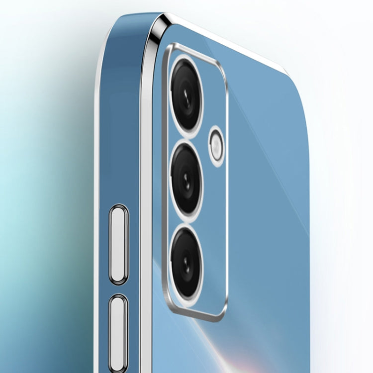 For Samsung Galaxy S24 FE 5G XINLI Straight 6D Plating Gold Edge TPU Shockproof Case with Ring Holder(Celestial Blue)