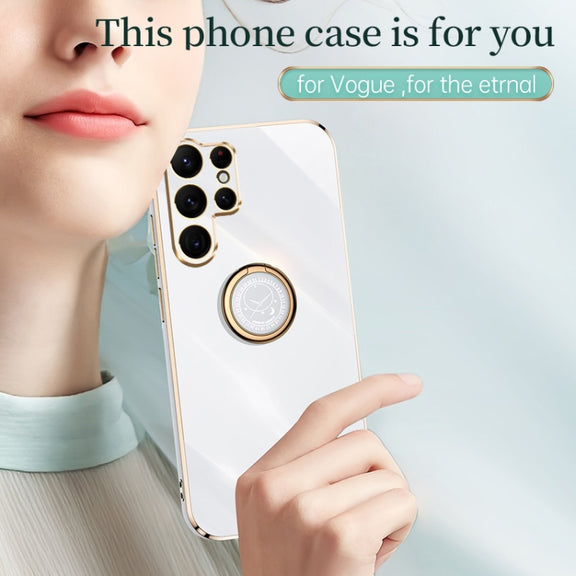 For Samsung Galaxy S25 Ultra 5G XINLI Straight Edge 6D Electroplate TPU Phone Case with Ring Holder(Mint Green)