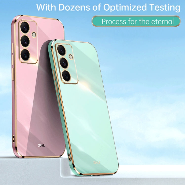 For Samsung Galaxy S24 FE 5G XINLI Straight 6D Plating Gold Edge TPU Phone Case(Celestial Blue)