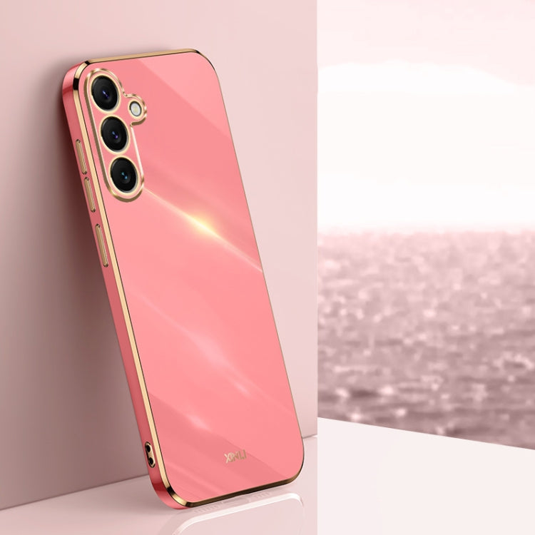 For Samsung Galaxy S25 5G XINLI Straight 6D Plating Gold Edge TPU Phone Case(Hawthorn Red)