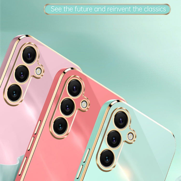 For Samsung Galaxy S25 5G XINLI Straight 6D Plating Gold Edge TPU Phone Case(Celestial Blue)