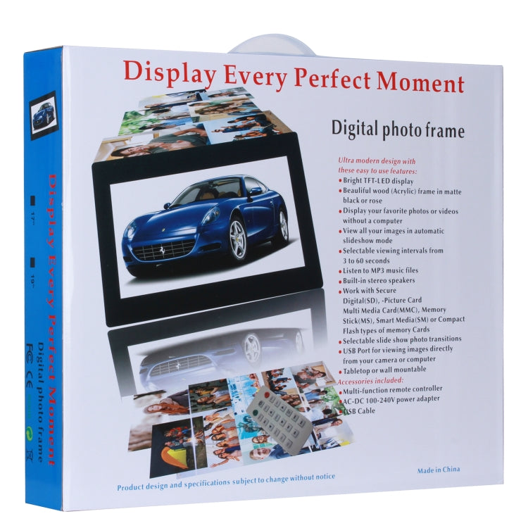 18.5 inch IPS Screen Digital Photo Frame, Plug Type:EU Plug(Black)