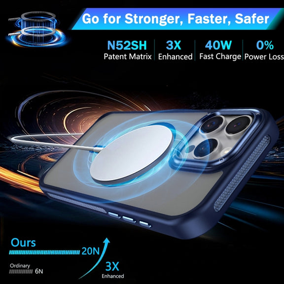 For iPhone 16 Pro Breathable Skin Feel Frosted MagSafe Magnetic Phone Case(Dark Blue)