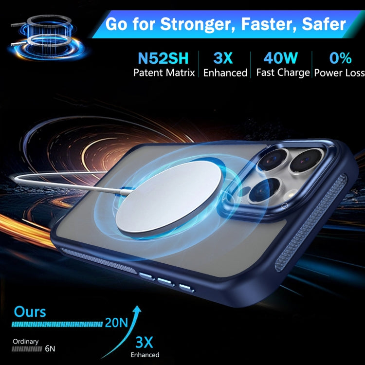 For iPhone 16 Pro Breathable Skin Feel Frosted MagSafe Magnetic Phone Case(Dark Blue)
