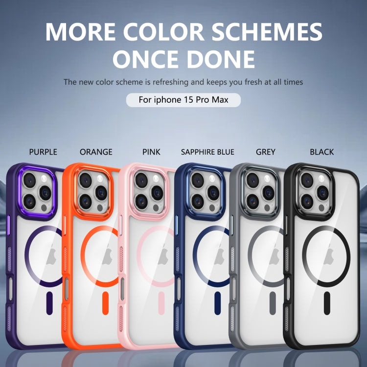For iPhone 16 Pro Breathable Skin Feel Transparent MagSafe Magnetic Phone Case(Purple)