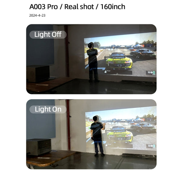 AUN A003 Pro 1920 x 1080P 350 Lumens Portable Home Theater LED HD Digital Projector, EU Plug(Grey)
