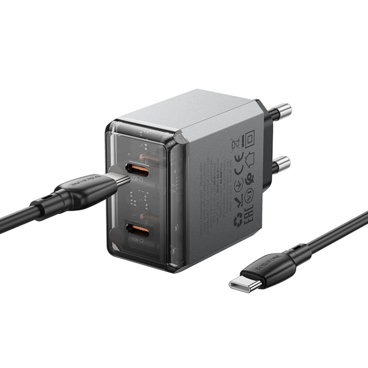 BOROFONE BN21 PD 40W 2 Type-C Charger with 1m Type-C to Type-C Cable Set, For:EU Plug(Tarnish)
