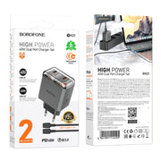BOROFONE BN21 PD 40W 2 Type-C Charger with 1m Type-C to Type-C Cable Set, For:EU Plug(Tarnish)
