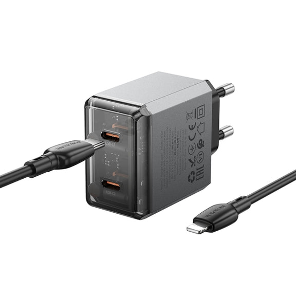BOROFONE BN21 PD 40W 2 Type-C Charger with 1m Type-C to 8 Pin Cable Set, For:EU Plug(Tarnish)