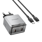 BOROFONE BN21 PD 40W 2 Type-C Charger with 1m Type-C to 8 Pin Cable Set, For:EU Plug(Tarnish)