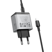 BOROFONE BN21 PD 40W 2 Type-C Charger with 1m Type-C to 8 Pin Cable Set, For:EU Plug(Tarnish)
