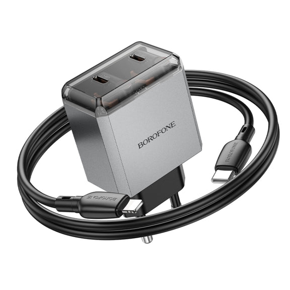 BOROFONE BN21 PD 40W 2 Type-C Charger with 1m Type-C to 8 Pin Cable Set, For:EU Plug(Tarnish)