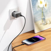 BOROFONE BN21 PD 40W 2 Type-C Charger with 1m Type-C to 8 Pin Cable Set, For:EU Plug(Tarnish)