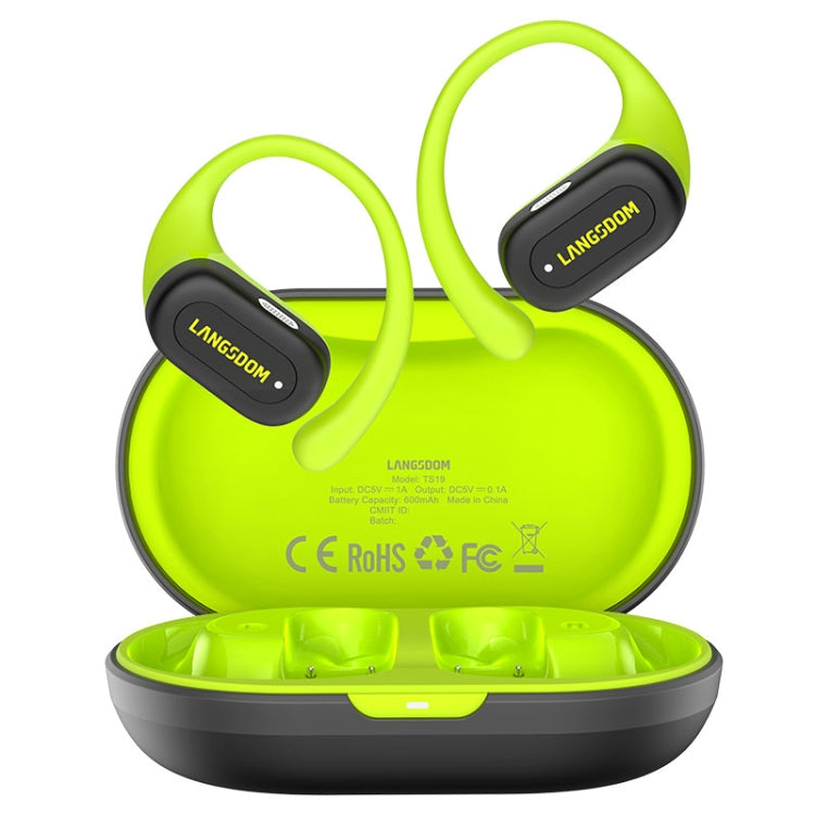 Langsdom TS19 Ear-mounted ENC Noise Reduction Wireless Bluetooth Earphone(Black Green)