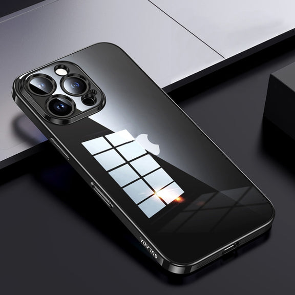 For iPhone 16 Pro SULADA Shine Through Series Plating TPU Transparent Phone Case(Space Black)