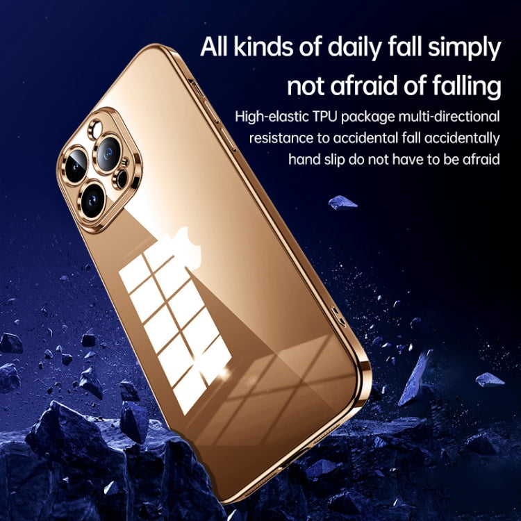 For iPhone 16 Pro Max SULADA Shine Through Series Plating TPU Transparent Phone Case(Silver)