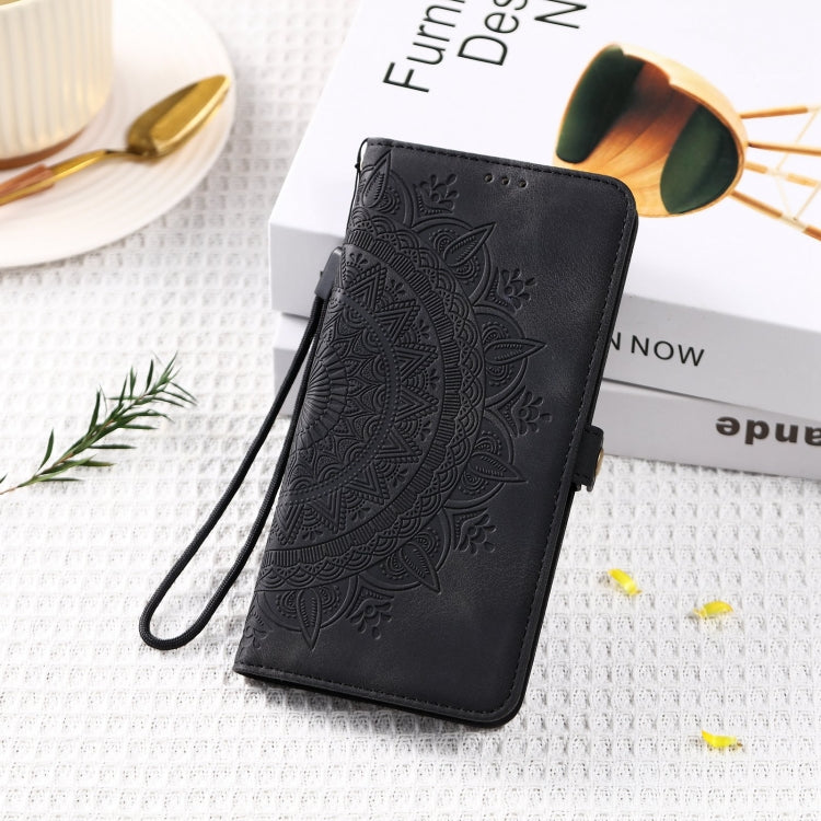 For iPhone 16 Skin Feel Totem Embossed Leather Phone Case(Black)