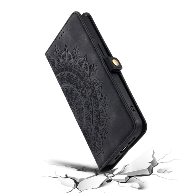 For iPhone 16 Skin Feel Totem Embossed Leather Phone Case(Black)