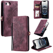 For iPhone 16e Skin Feel Totem Embossed Leather Phone Case(Wine Red)