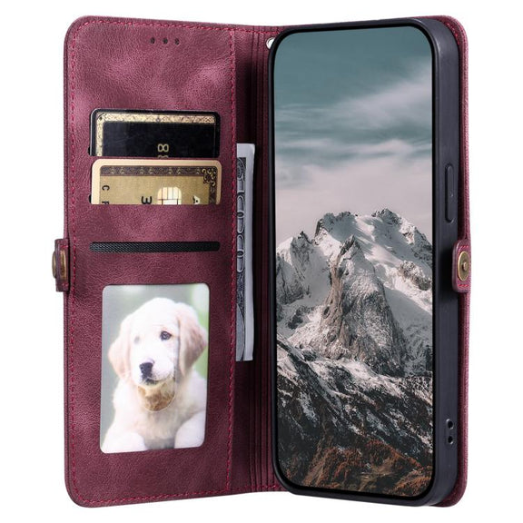 For iPhone 16e Skin Feel Totem Embossed Leather Phone Case(Wine Red)