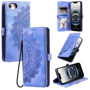 For iPhone 16e Skin Feel Totem Embossed Leather Phone Case(Purple)