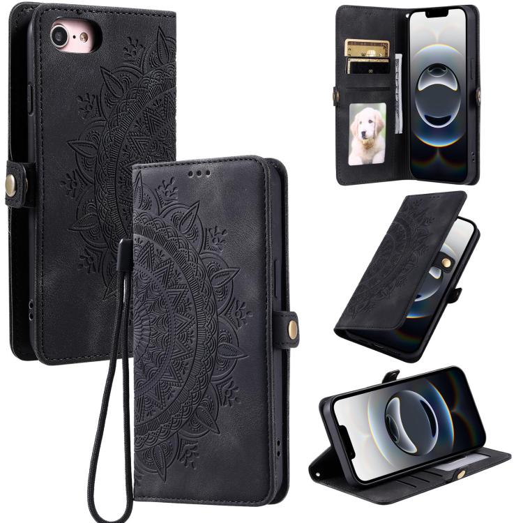 For iPhone 16e Skin Feel Totem Embossed Leather Phone Case(Black)