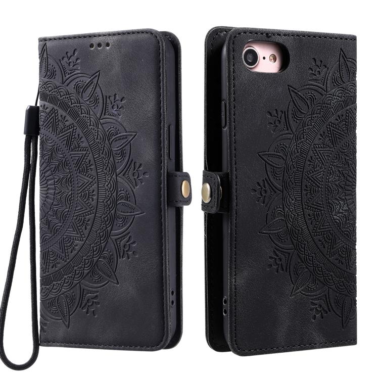 For iPhone 16e Skin Feel Totem Embossed Leather Phone Case(Black)