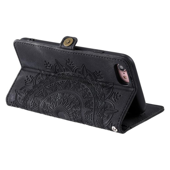 For iPhone 16e Skin Feel Totem Embossed Leather Phone Case(Black)