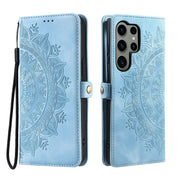 For Samsung Galaxy S25 Ultra 5G Skin Feel Totem Embossed Leather Phone Case(Blue)