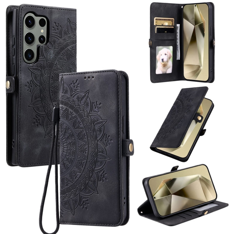For Samsung Galaxy S25 Ultra 5G Skin Feel Totem Embossed Leather Phone Case(Black)