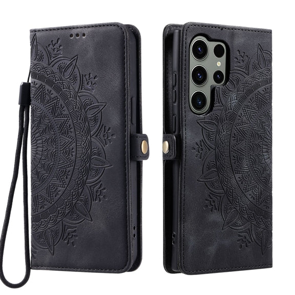 For Samsung Galaxy S25 Ultra 5G Skin Feel Totem Embossed Leather Phone Case(Black)