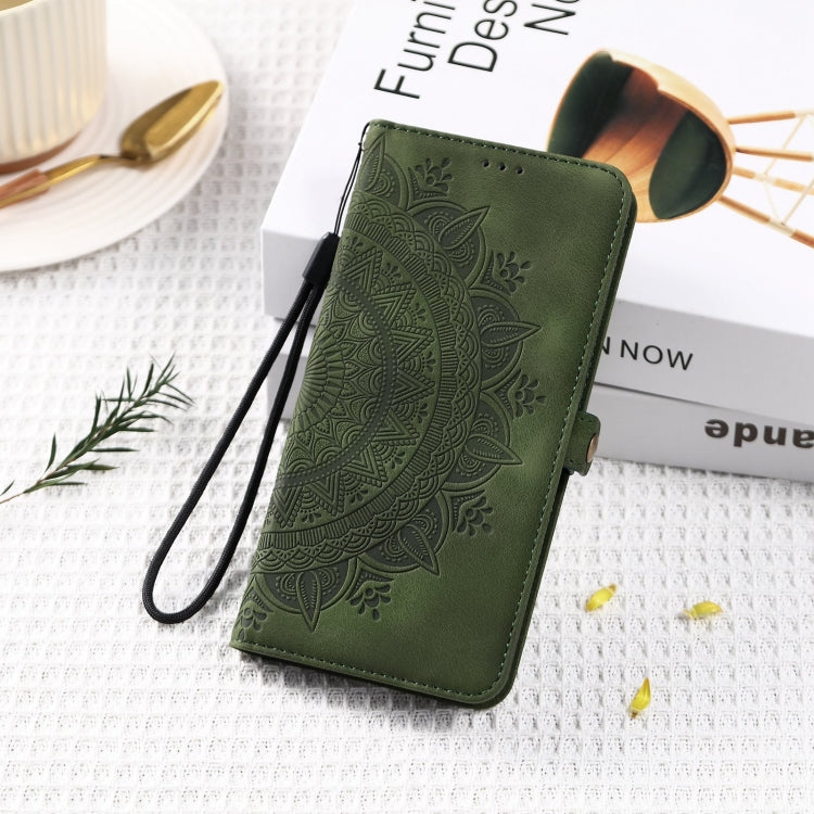 For Samsung Galaxy S25 5G Skin Feel Totem Embossed Leather Phone Case(Deep Green)
