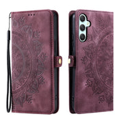 For Samsung Galaxy S25 5G Skin Feel Totem Embossed Leather Phone Case(Wine Red)