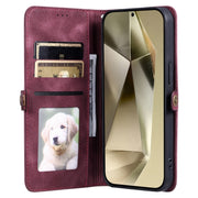 For Samsung Galaxy S25 5G Skin Feel Totem Embossed Leather Phone Case(Wine Red)