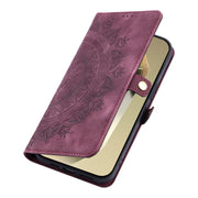 For Samsung Galaxy S25 5G Skin Feel Totem Embossed Leather Phone Case(Wine Red)