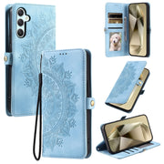 For Samsung Galaxy S25 5G Skin Feel Totem Embossed Leather Phone Case(Blue)