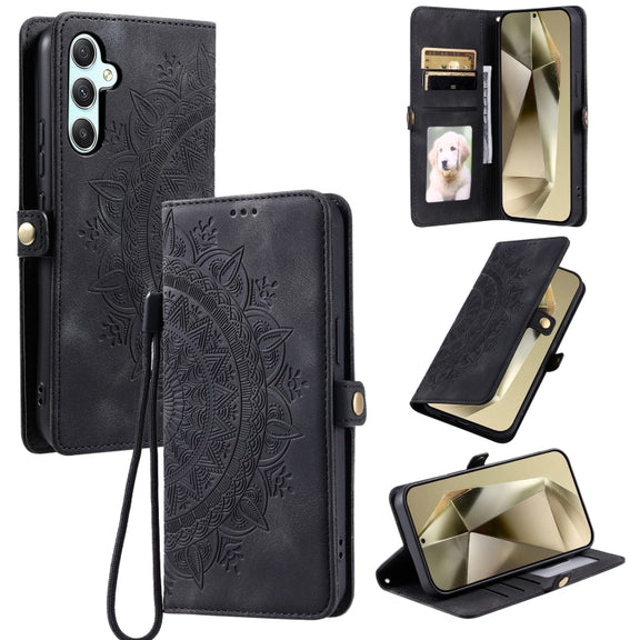 For Samsung Galaxy S25 5G Skin Feel Totem Embossed Leather Phone Case(Black)
