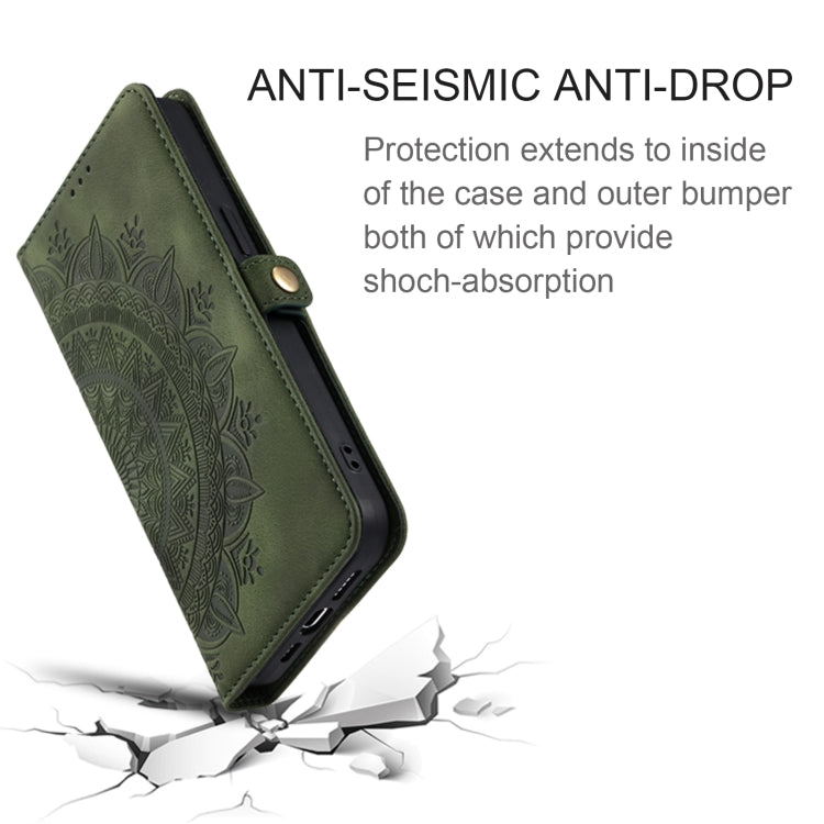 For Samsung Galaxy S25+ 5G Skin Feel Totem Embossed Leather Phone Case(Deep Green)