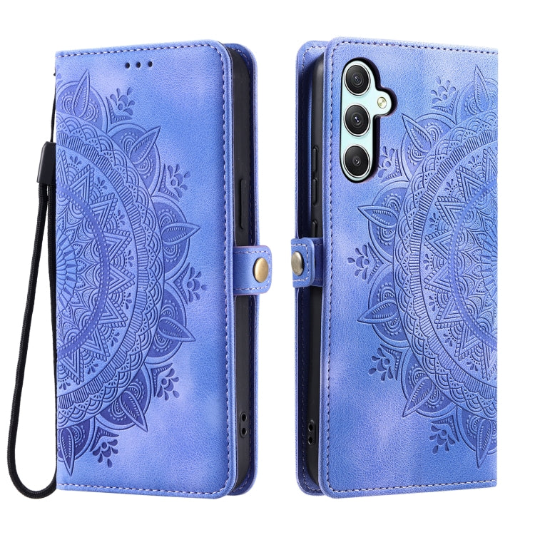 For Samsung Galaxy S25+ 5G Skin Feel Totem Embossed Leather Phone Case(Purple)