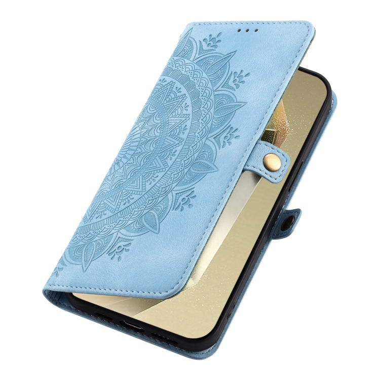 For Samsung Galaxy S25+ 5G Skin Feel Totem Embossed Leather Phone Case(Blue)